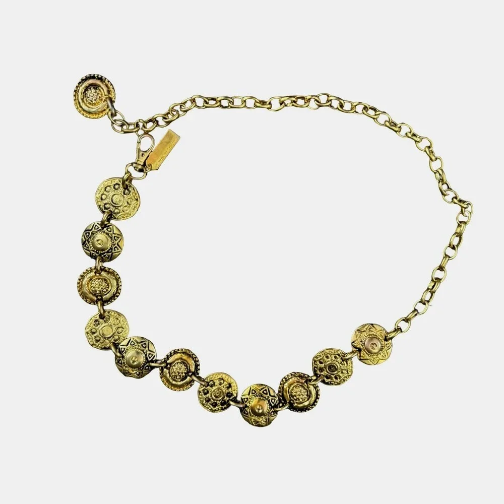New York Studio Vintage Gold Tone Concho Belt 1.5
